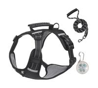 Dog Harness, No-Pull Adjustable Heavy-Duty Vest with Leash Rope for Medium Dogs, Reflective and Comfortable Control Harness for Hiking Training Travel Biking Camping and Daily Outdoor Adventures