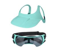 Dog Hat and Goggles, UV Protection Pet Visor, Adjustable Sunbonnet with Ear Holes, Doggy Sunglasses Set, 4.72x1.57 Inches, Ideal for Outdoor Walks, Travel, Beach, Puppy Wear