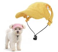 Dog Hat, Breathable Baseball Cap with Ear Holes, Adjustable for Medium Large Dogs, Summer Outdoor Sun Protection (Yellow,X-Large)