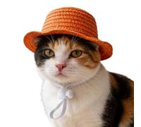Dog Hat Straw, Novelty Transpirable Lightweight, Cat Bucket Hat, Summer Holiday Birthday Halloween New Year Party, Garden Home Daily Outfit Accessory for Dogs Cats Usage