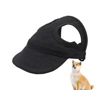 Dog Hat, Sun Protection Pet Hood, Adjustable Dog Headwear, Ear Hole Design, Breathable Outdoor Cap, Black Color, Ideal for Small to Large Breeds in Hot Weather Activities