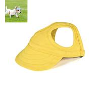 Dog Hats for Small Dogs with Ear Holes, Lightweight Dog Visors for Medium and Large Dogs, Pet Sunhat Outdoor Walks, Beach & Summer Activities (Yellow,Small)