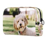 Dog Having Fun in The Park - Bolsa de cosméticos para mujer, neceser de viaje, bolsa organizadora de maquillaje grande con cremallera, multicolor, 18.5x7.5x13cm/7.3x3x5.1in, Neceser