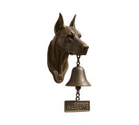 Dog Head Welcome Doorbell, Vintage Farmhouse Dinner Bell Outdoor, Decorative Bells, Adorable Front Door Garden Shed Bell for Cottage Apartment Wedding Venue, 7.99x4.92 Inches