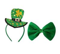 Dog Headband Accessory - Soft Elastic Apparel for Holiday Party Home Room | Green Fabric with Cosplay Design, St Patricks Day Pet Collar, Outdoor Park Garden Walking, Apartment Celebration