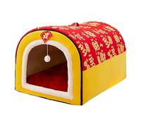 Dog House Indoor, New Year Themed Indoor Pet House, Foldable Dog Bed, 2 Ways To Use Dog House, Warm Dog Bed, Removable Cushion Dog House for Small and Medium Dogs (Multicolor)