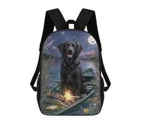 Dog in Boat with Fire And Fish Mochila Escolar Infantil Impresa En 3D 17inch Mochilas De Moda Para Niños De Primaria Y Secundaria