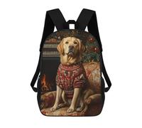 Dog in Christmas Sweater by Fireplace Labrador in Festive Chair Mochila Infantil, Mochila Escolar Impresa En 3D, Mochila Para Niños Y Niñas, Mochila Escolar Ajustable Para La Escuela Primaria 17inch