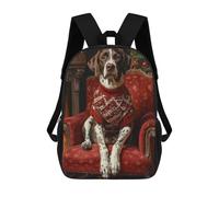 Dog in Christmas Sweater Portrait German Shorthaired Pointer in Sweater Mochila Escolar Para Niños, Mochila Escolar De Gran Capacidad Para Niños, Mochila Escolar 3D, Regalos Para Niños 17inch