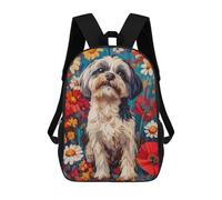 Dog in Flower Field Shih Tzu in Wildflower Field Dog Wall Art Print Mochila Escolar Infantil Impresa En 3D Para Niños, Mochilas De Viaje, Bolsas Para Libros Para Niños Estudiantes De Primaria 17inch