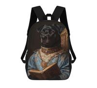 Dog in Royal Attire Black Dog in Blue Robes Majestic Pet Portrait Mochila Escolar Para Niñas Mochila Impermeable Mochila Informal De Día Mochila Ligera Para Niño Y Niña Mochila Escolar 17inch