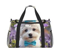 Dog in The Flower - Bolsa de viaje resistente al agua compacta para deportes, gimnasio y fin de semana para hombres y mujeres