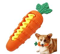 Dog Interactive Treat Dispenser, Silicone Chew Toy, 6.22x1.89x2.01 Inches Squeaky Feeder, Carrot-Shaped Teether Design, Flexible Bite-Resistant Structure, for Small Medium Large Puppy Playtime Fun