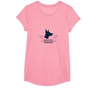 Dog Is My Copilot - Aventura de Viaje para Amantes de Las Mascotas Camiseta, Niñas, Rosado, Mediano