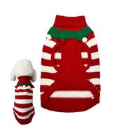 Dog Knitwear for Winter, Warm Puppy Knit Outfit, Striped Dog Traje, Cozy Dog Sweater, Festive Pet Apparel Warm and Cozy Christmas Dog Sweater Breathable Striped Dog Knit Outfit