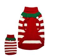 Dog Knitwear for Winter, Warm Puppy Knit Outfit, Striped Dog Traje, Cozy Dog Sweater, Festive Pet Apparel Warm and Cozy Christmas Dog Sweater Breathable Striped Dog Knit Outfit