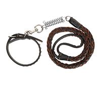 Dog Leash & Collar Set | Pet Walking Leash for Large/Medium Dogs | 2 - Layer Artificial Leather, Sturdy & Comfortable | 50.6in Length, 23in Collar (Black)