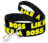 Dog Leash Like A Boss Black Yellow 6 Feet Long 0.5 Inch Wide