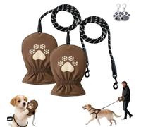 Dog Leash with Built-in Thermal Mitten, Dog Lead with Integrated Insulated Gloves, No More Cold Hand When Walking Dogs in Winter, for Cold Weather Walks (2PCS)