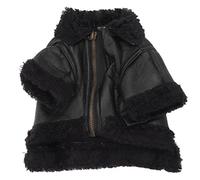 Dog Leather Jacket Winter Wind Blocking | PU Leather Motorcycle Coat with Thick Plush | Warm Dog Coat for Small/Medium/Large Dogs | Weatherproof Cold Weather Protection (M)
