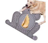 Dog Licking Mat, Silicona Frog-Shaped Slow Feeder, No Licking Cup Tray, Interactive Pet Feeding Plate, Interior Outdoor Pet Travel, 20 x 14,5 cm Apricot Grey