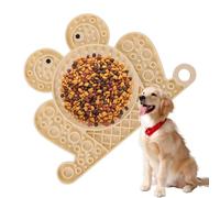 Dog Licking Mat, Silicone Frog-Shaped Slow Feeder, Non-Slip Suction Cup Tray, Interactive Pet Feeding Plate, Indoor Outdoor Pet Travel, 20x14.5cm Apricot Gray