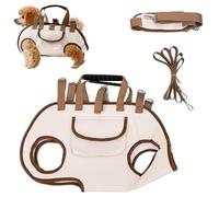 Dog Lift Harness Backpack Carrier, Breathable Multi-Function Pet Carrier Backpack, Adjustable Shoulder Sling for Small to Medium Dogs & Cats, with Safety Lock (Khaki,Large)