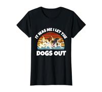 Dog Lover Present: FUI yo, dejé Salir a los Perros, mamá, papá Camiseta gráfica económica, Mujer, Negro, XS