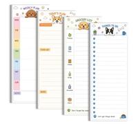 Dog Magnet Notepads for Refrigerator, Cute Dog Magnetic To Do List Notepad for Grocery List, Magnetic Weekly Planner, Daily Notes, Gift for Dog Lovers, 48 Sheets per Pad - 3.5 x 9 Inch, Set of 4