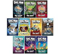 Dog Man Series (1-10) Books Collection Set By Dav Pilkey (Dog Man, Unleashed, A Tale of Two Kitties, Dog Man and Cat Kid, Lord of the Fleas, Brawl of the Wild, For Whom the Ball Rolls & More)