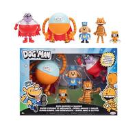 Dog Man Supa Buddies & Baddies Multipack Multipack de Figuras articuladas 6 cm Que Incluye Cat Kid, Petey, Lightning Dude y Commander Cupcake.