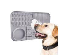 Dog Mat, Dog Bowl, Feeding Pads, with Suction Cups Versatile Stimulation Ideal For Wet Or Dry Food, Dogs Lickings Pad and Slows Feeders Bowls, 15.12x9.84x1.54 Inches Pink Gray