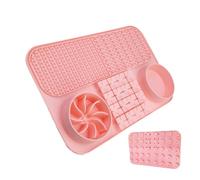 Dog Mat, Dog Bowl, Feeding Pads, with Suction Cups Versatile Stimulation Ideal For Wet Or Dry Food, Dogs Lickings Pad and Slows Feeders Bowls, 15.12x9.84x1.54 Inches Pink Gray