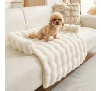 Dog Mat for Couch, Pet Blanket for Furniture Bed Couch Sofa, Fluffy Calming Dog Bed with Waterproof Lining,Fuzzy Washable Furniture Protector Sofa Cover for Puppy and Cats(White)
