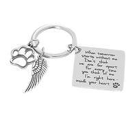 Dog Memorial Gifts Dog Reminder Keychain Loss of Pet Paw Pattern Memorial Dog Keyring with Paper Card Envelope Keychain Jewelry Sympathy Gift