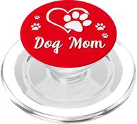 Dog Mom Cute Dog Paw Print Puppy Red White PopSockets PopGrip para MagSafe