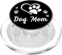 Dog Mom Gift Cute Dog Paw Print Heart Black PopSockets PopGrip para MagSafe
