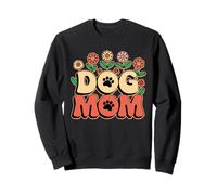 Dog Mom Retro Floral Paw Print Cute Mother Day Dog Flowers Sudadera