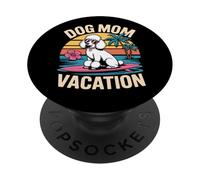 Dog Mom Vacation, amante de los caniches vintage de surf, verano y playa PopSockets PopGrip Adhesivo
