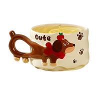 Dog Mug - 380ml 3D Dachshund Handle Ceramic Novelty Cup | Aesthetic Coffee Mugs For Cold Weather Outdoor Water Campfire Tea Game Home Camping Party Whiskey Beer And Others