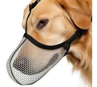 Dog Muzzle - Prevent Scavenging and Biting Safely, Breathable Soft Mesh Basket, 27cm Large,Adjustable Nylon Strap, 304 Reflective Fibre Guard For Vet Visits Public Walks