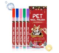 Dog Nail Pens Quick Dry, Pet Nail Decor, 5-Piece Waterproof Pet Nails Art Pen Set, Safe Waterproof Quick-Dry for Puppy, Kitten & Large Breed | Christmas Grooming Gift for Styling, Travel