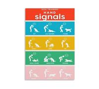 Dog Obedience Training Poster Hand Signals Reference Chart Canvas Wall Art for Pet Owners(Unframed,16X24inch(40X60cm))
