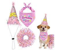 Dog Party Set, Cute Pet Birthday Outfit, Festive Hat with Bandana Dress Combo, Colorful Tutu Skirt Costume for Pets, Pet Outfit with Playful Party Style, Celebration Wear for Dogs at Home