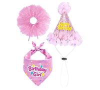 Dog Party Set, Cute Pet Birthday Outfit, Festive Hat with Bandana Dress Combo, Colorful Tutu Skirt Costume for Pets, Pet Outfit with Playful Party Style, Celebration Wear for Dogs at Home
