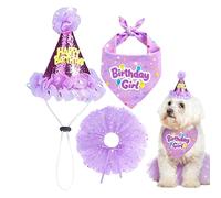 Dog Party Set, Cute Pet Birthday Outfit, Festive Hat with Bandana Dress Combo, Colorful Tutu Skirt Costume for Pets, Pet Outfit with Playful Party Style, Celebration Wear for Dogs at Home