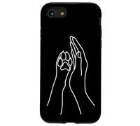 Dog Paw Human Hand High Five Línea estética Arte Perro Amante Carcasa para iPhone SE (2020) / 7 / 8