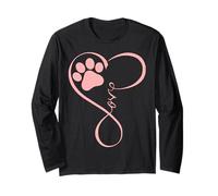 Dog Paw Pink Heartbeat Love Dogs for Pet Dog Mom Girls Women Manga Larga