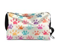 Dog Paws - Bolsa de lona de cuero para hombre, mujer, niños y niñas, estampado de patas, fin de semana, durante la noche, deportes, gimnasio, bolsa de viaje, bolso cruzado de un solo hombro, color,