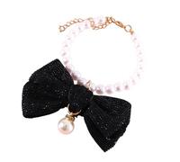 Dog Pearls Necklace Jewelry, Adjustable Cute Basic Collars, Elegant Felt Bow 25 cm Chain For Creative Animal Accessories Long Lasting Professional Pet Supplies Daily Kit Modern Neck Unit